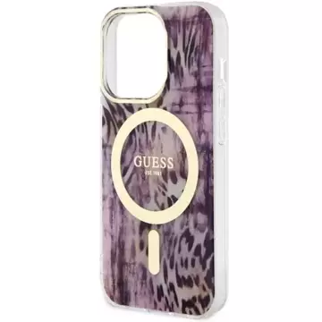 Etui na telefon Guess GUHMP14LHLEOPWP do Apple iPhone 14 Pro 6.1" różowy/pink hardcase Leopard MagSafe