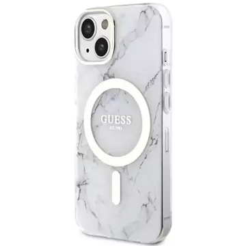 Etui na telefon Guess GUHMP14MPCUMAH do Apple iPhone 14 Plus 6.7" biały/white hardcase Marble MagSafe