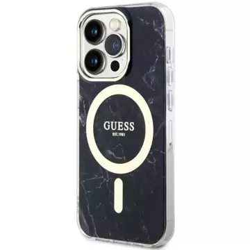 Etui na telefon Guess GUHMP14XPCUMAK do Apple iPhone 14 Pro Max 6,7" czarny/black hardcase Marble MagSafe