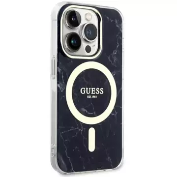 Etui na telefon Guess GUHMP14XPCUMAK do Apple iPhone 14 Pro Max 6,7" czarny/black hardcase Marble MagSafe