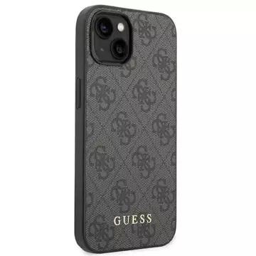 Etui na telefon Guess do iPhone 14 6,1" szary/grey hard case 4G Metal Gold Logo