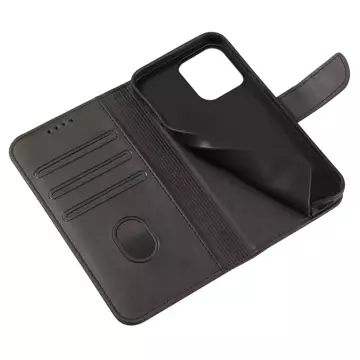 Etui na telefon Magnet Case do iPhone 13 Pro Max elegancki futerał etui pokrowiec z klapką i funkcją podstawki czarny