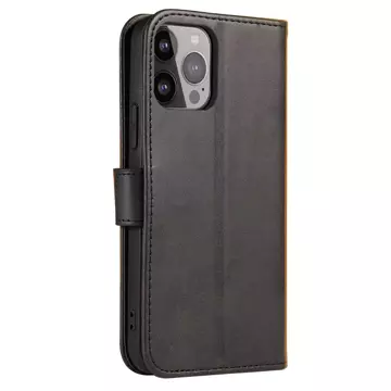 Etui na telefon Magnet Case do iPhone 14 Pro Max elegancki futerał etui pokrowiec z klapką i funkcją podstawki czarny