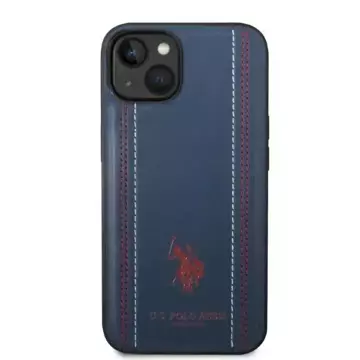 Etui na telefon US Polo Leather Stitch iPhone 14 Plus 6,7" granatowy/navy blue