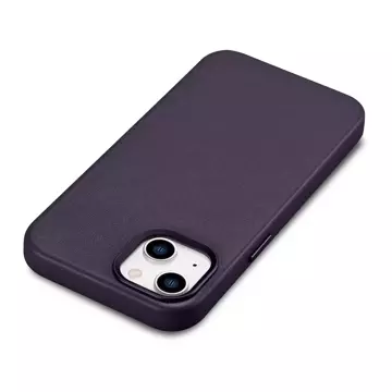 Etui na telefon iCarer Case Leather z naturalnej skóry do iPhone 14 Plus ciemnofioletowy (kompatybilne z MagSafe)