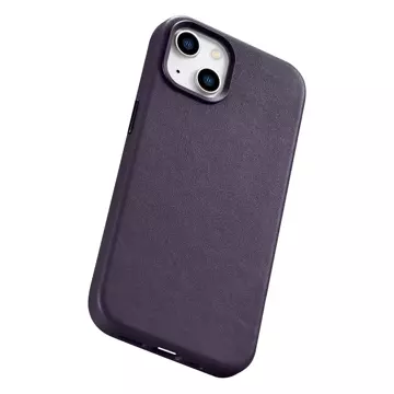 Etui na telefon iCarer Case Leather z naturalnej skóry do iPhone 14 Plus ciemnofioletowy (kompatybilne z MagSafe)