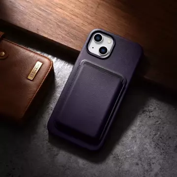 Etui na telefon iCarer Case Leather z naturalnej skóry do iPhone 14 Plus ciemnofioletowy (kompatybilne z MagSafe)