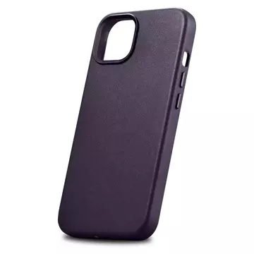 Etui na telefon iCarer Case Leather z naturalnej skóry do iPhone 14 Plus ciemnofioletowy (kompatybilne z MagSafe)