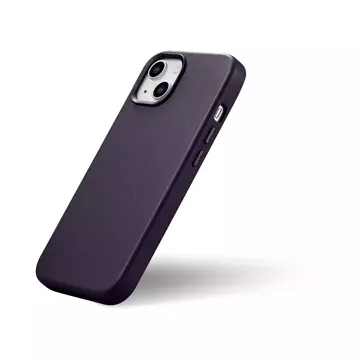 Etui na telefon iCarer Case Leather z naturalnej skóry do iPhone 14 Plus ciemnofioletowy (kompatybilne z MagSafe)