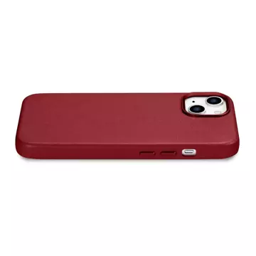 Etui na telefon iCarer Case Leather z naturalnej skóry do iPhone 14 Plus czerwony (kompatybilne z MagSafe)