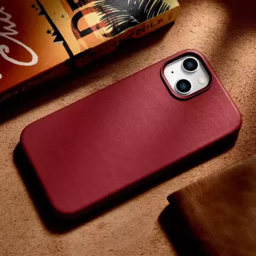 Etui na telefon iCarer Case Leather z naturalnej skóry do iPhone 14 Plus czerwony (kompatybilne z MagSafe)