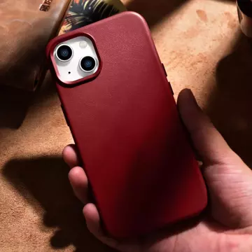 Etui na telefon iCarer Case Leather z naturalnej skóry do iPhone 14 Plus czerwony (kompatybilne z MagSafe)