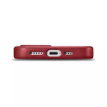 Etui na telefon iCarer Case Leather z naturalnej skóry do iPhone 14 Plus czerwony (kompatybilne z MagSafe)