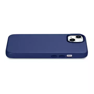 Etui na telefon iCarer Case Leather z naturalnej skóry do iPhone 14 Plus niebieski (kompatybilne z MagSafe)