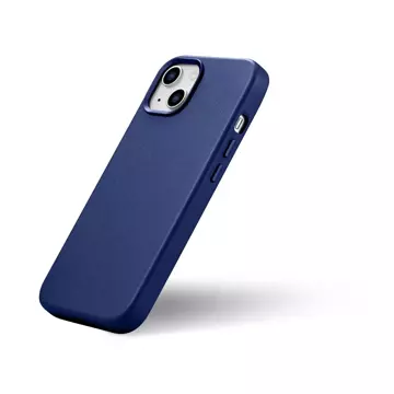 Etui na telefon iCarer Case Leather z naturalnej skóry do iPhone 14 Plus niebieski (kompatybilne z MagSafe)