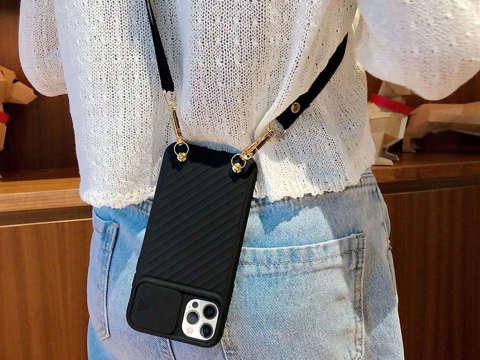 Etui ochronne CrossBody Alogy z paskiem na ramię do iPhone 12 Pro Max Czarne