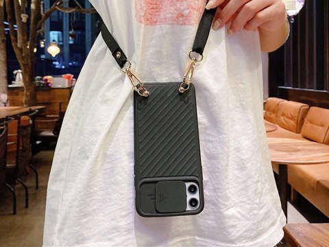 Etui ochronne CrossBody Alogy z paskiem na ramię do iPhone 12 Pro Max Czarne + Szkło