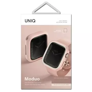 Etui ochronne UNIQ Moduo do Apple Watch Series 4/5/6/7/8/SE 44/45mm różowy-biały/blush-white