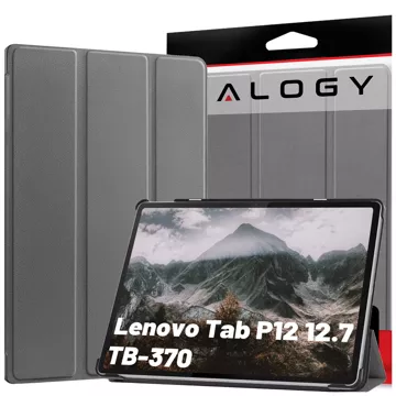 Etui ochronne do Lenovo Tab P12 12.7 TB-370 obudowa na tablet Alogy Book Cover Case Szare + Szkło