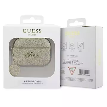 Etui ochronne na słuchawki Guess GUAP2GLGSHD do Apple AirPods Pro 2 cover złoty/gold Glitter Flake 4G Charm