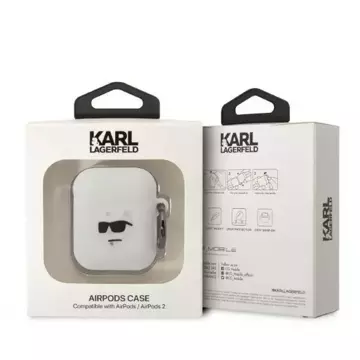 Etui ochronne na słuchawki Karl Lagerfeld KLA2RUNCHH do Apple AirPods 1/2 cover biały/white Silicone Choupette Head 3D