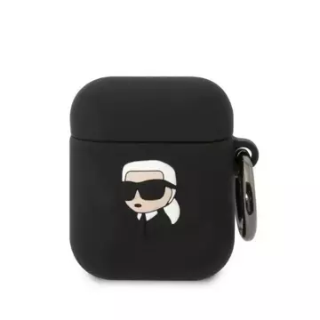 Etui ochronne na słuchawki Karl Lagerfeld KLA2RUNIKK do Apple AirPods 1/2 cover czarny/black Silicone Karl Head 3D