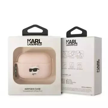 Etui ochronne na słuchawki Karl Lagerfeld KLAP2RUNCHP do Apple AirPods Pro 2 cover różowy/pink Silicone Choupette Head 3D