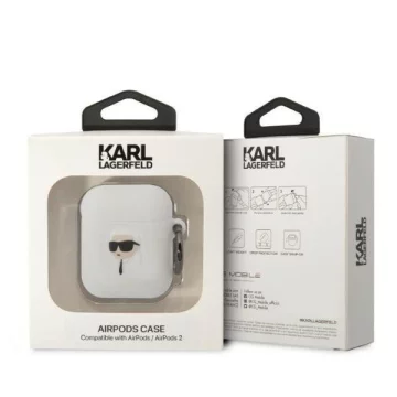 Etui ochronne na słuchawki Karl Lagerfeld do AirPods 1/2 cover biały/white Silicone Karl Head 3D