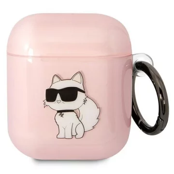 Etui ochronne na słuchawki Karl Lagerfeld do Airpods 1/2 cover różowy/pink Ikonik Choupette 