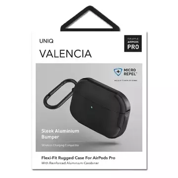 Etui ochronne na słuchawki UNIQ etui Valencia do Apple AirPods Pro czarny/midnight black Antimicrobial