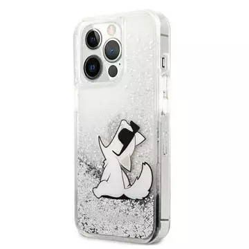 Etui ochronne na telefon Karl Lagerfeld KLHCP13LGCFS do Apple iPhone 13 Pro / 13 6,1" srebrny/silver hardcase Liquid Glitter Choupette Fun