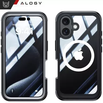 Etui ochronne na telefon do Apple iPhone 16 Plus Alogy Shield360 MagCase™️ do MagSafe obudowa z ochroną wyświetlacza i aparatu Czarne