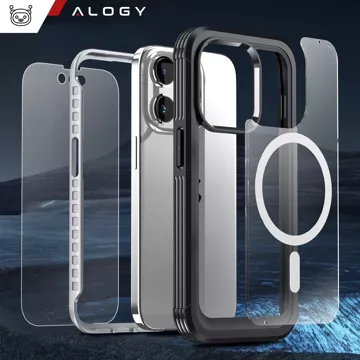 Etui ochronne na telefon do Apple iPhone 16 Pro Alogy Shield360 MagCase™️ do MagSafe obudowa z ochroną wyświetlacza i aparatu Czarne