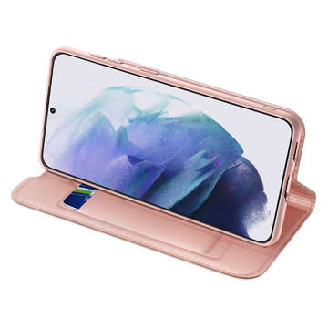 Etui ochronne z klapką Dux Ducis Skin Pro skórzane do Samsung Galaxy S22 Plus Różowe + Szkło