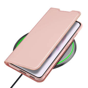 Etui ochronne z klapką Dux Ducis Skin Pro skórzane do Samsung Galaxy S22 Różowe + Szkło