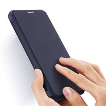 Etui ochronne z klapką Dux Ducis Skin X skórzane do Apple iPhone 12 Pro Max Granatowe + Szkło