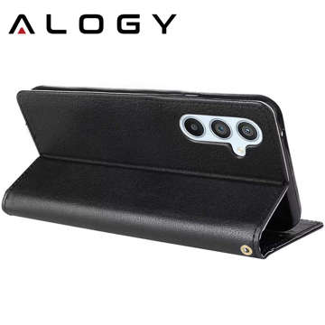 Etui ochronne z klapką skórzany portfel Alogy Wallet Case obudowa na telefon do Samsung Galaxy A34 5G Czarne