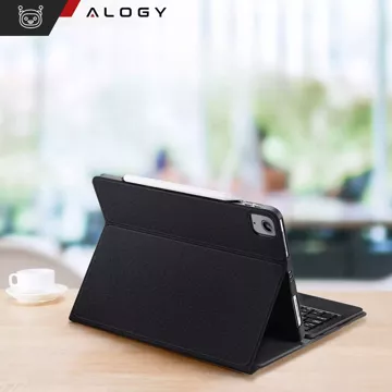 Etui ochronne z klawiaturą Alogy Keyboard case z miejscem na rysik klawiatura bezprzewodowa do Apple iPad Air 13" czarne  + Szkło