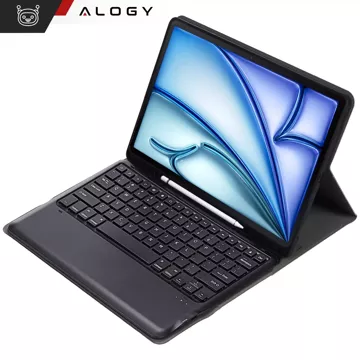 Etui ochronne z klawiaturą Alogy Keyboard case z miejscem na rysik klawiatura bezprzewodowa do Apple iPad Air 13" czarne  + Szkło