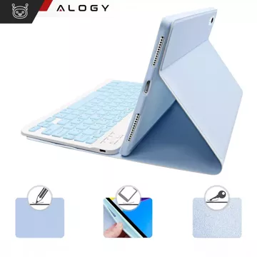 Etui ochronne z klawiaturą Alogy case z miejscem na rysik klawiatura bezprzewodowa do iPad (10 Gen.) 2022 10.9" niebieskie + szkło