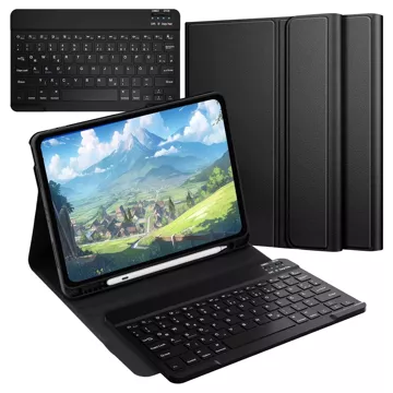 Etui ochronne z klawiaturą do Apple iPad Pro 11" M4 2024 Alogy Keyboard case z miejscem na rysik klawiatura Bluetooth czarne + szkło 