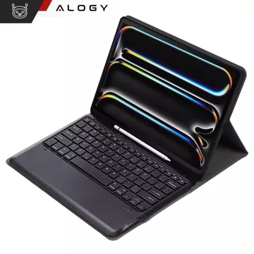 Etui ochronne z klawiaturą do Apple iPad Pro 13" M4 2024 7gen Alogy Keyboard case z miejscem na rysik klawiatura Bluetooth czarne 