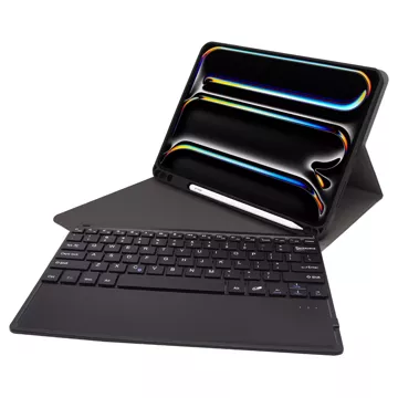 Etui ochronne z klawiaturą do Apple iPad Pro 13" M4 2024 7gen Alogy case z miejscem na rysik klawiatura Bluetooth czarne + szkło 