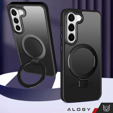 Etui pancerne Alogy Stand Ring Case obudowa na telefon do MagSafe do Samsung Galaxy S23 matowe Czarne