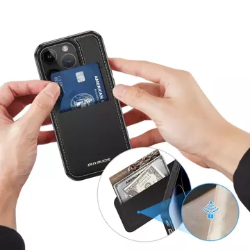 Etui portfel z podstawką 3w1 do iPhone 15 Pro MagSafe blokada RFID Dux Ducis Rafi Mag - czarne