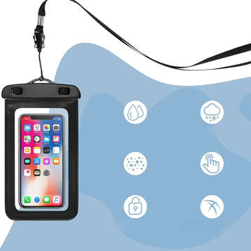 Etui saszetka wodoodporne wodoszczelne pokrowiec na telefon IPX8 przezroczyste okienko Czarne