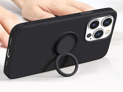 Etui silikonowe Ring Ultra Slim Alogy do Apple iPhone 13 Pro Czarne + Szkło