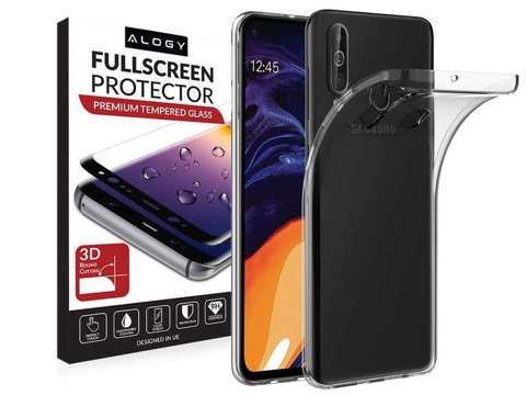 Etui silikonowe przezroczyste do Samsung Galaxy A60/M40 + Szkło Alogy Full Glue