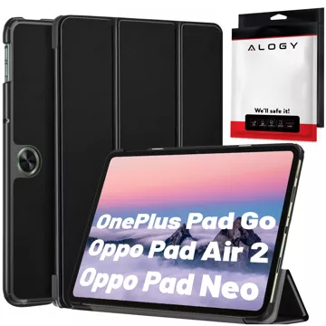 Etui + szkło do OnePlus Pad Go/Oppo Pad Air 2/Oppo Pad Neo 11.4" obudowa na tablet Case Alogy Book Czarny + Rysik Gratis 