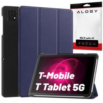 Etui + szkło do T-Mobile T Tablet 5G 10.36" obudowa na tablet Alogy Book Cover Case Granatowe + Rysik Gratis